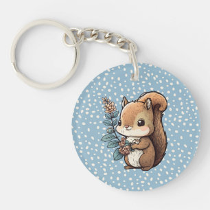 Cute Squirrel met gepersonaliseerd bericht Sleutelhanger