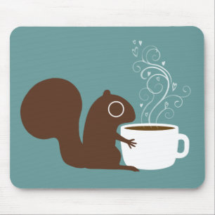 Cute Squirrel met koffie Kunst voor dieren Muismat