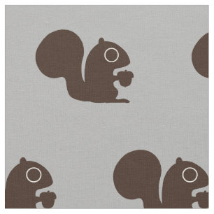 Cute Squirrel met Nut Woodland Pattered Stof