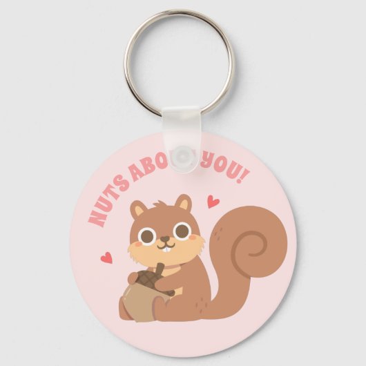 Cute Squirrel Nuts over je grappige liefdeswoordje Sleutelhanger (Voorkant)