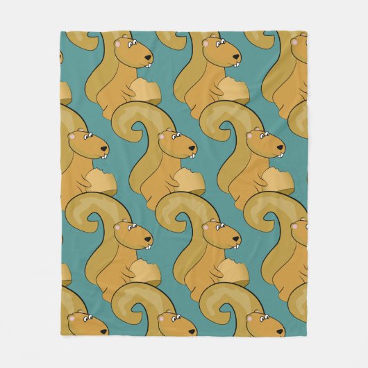 Cute Squirrel Pattern Fleece Deken (Voorkant)