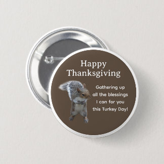 Cute Squirrel Photo Happy Thanksgiving Day Ronde Button 5,7 Cm
