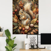 Cute Squirrel Poster (Thuiskantoor)