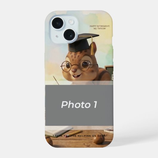 Cute Squirrel Teacher Retirement iPhone 15 Year iPhone 15 Hoesje (Achterkant)