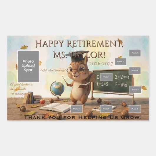 Cute Squirrel Teacher Retirement Sticker Sheet 202 (Voorkant)