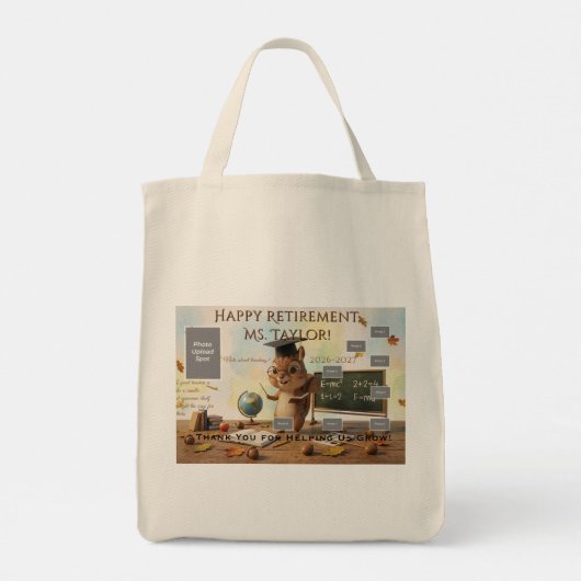 Cute Squirrel Teacher Retirement Tote Bag 2026 (Achterkant)