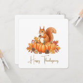 Cute squirrel thanksgiving card kaart (Voorkant / Achterkant in situ)