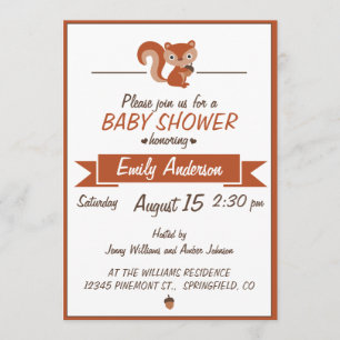 Cute Squirrel - Uitnodiging Baby shower