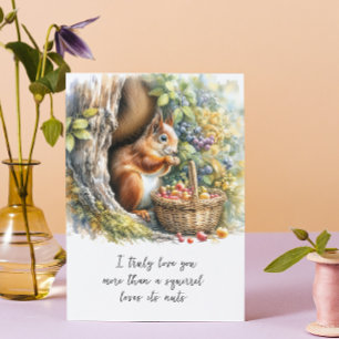 Cute Squirrel Valentijnkaart – Watercolor Love Kaart