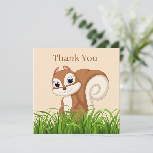Cute squirrel voegt tekst toe bedankkaart (Staand voorkant)
