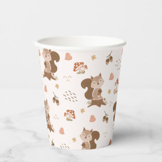 Cute Squirrel Woodland Forest Pattern Papieren Bekers