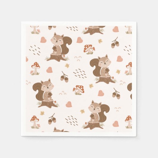 Cute Squirrel Woodland Forest Pattern Servet (Voorkant)