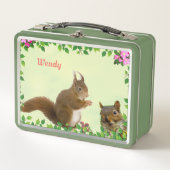 Cute Squirrels & Apple Flowers on Light Green (Voorkant)