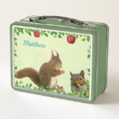 Cute Squirrels en Apple Fruits on Light Green (Achterkant)