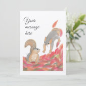 Cute Squirrels Fall Flat bericht / Dank je kaart (Staand voorkant)