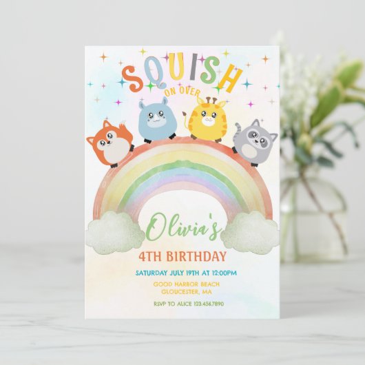 Cute Squishmallow Invitation d'anniversaire (Debout devant)