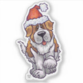 Cute St. Bernard in een Santa Hat Sticker (Voorkant)