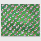 Cute St. Bernard in Pet Pattern on Green Cadeaupapier (Vlak)