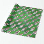Cute St. Bernard in Pet Pattern on Green Cadeaupapier (Uitgerold)