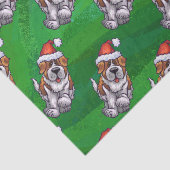 Cute St. Bernard in Pet Pattern on Green Tissuepapier (Detail)