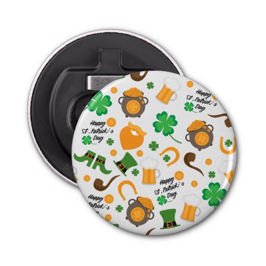 Cute St. Paddy's Day Irish Thmed Pattern Button Flesopener (Voorkant)
