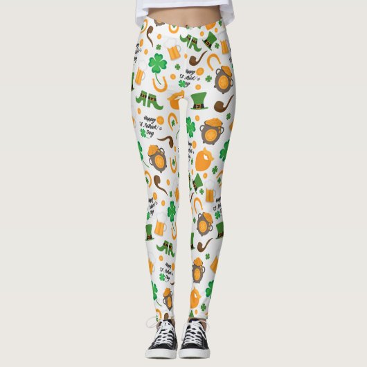 Cute St. Paddy's Day Irish Thmed Pattern Leggings (Voorkant)