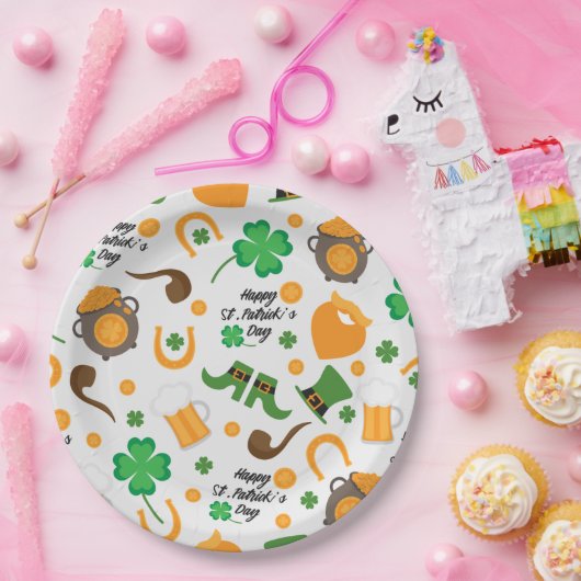 Cute St. Paddy's Day Irish Thmed Pattern Papieren Bordje (Feest)