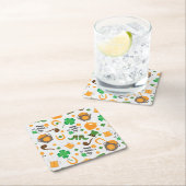 Cute St. Paddy's Day Irish Thmed Pattern Vierkante Kartonnen Onderzetter (Insitu)