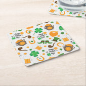 Cute St. Paddy's Day Irish Thmed Pattern Vierkante Kartonnen Onderzetter (Schuin)