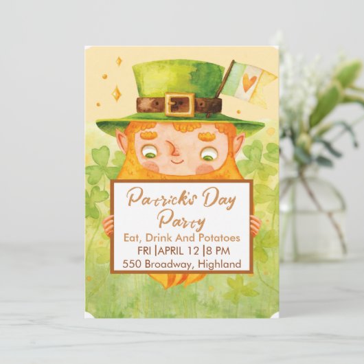 Cute St. Patrick’s Day Party Invitation (Debout devant)