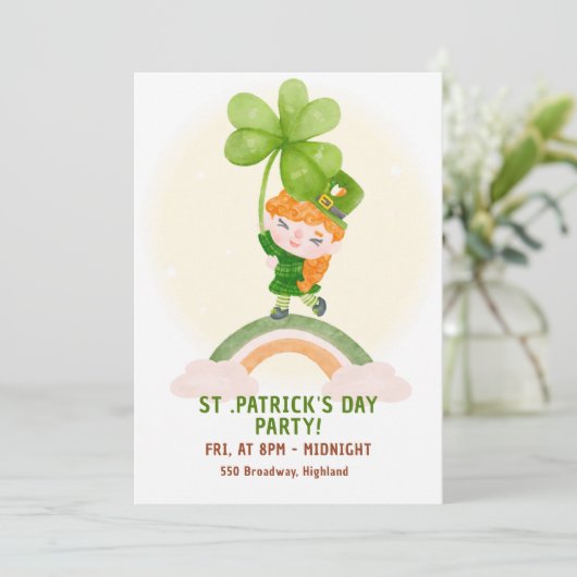 Cute St. Patrick’s Day Party Invitation (Debout devant)