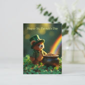 Cute St. Patrick’s Day Teddy Bear Briefkaart (Staand voorkant)