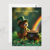 Cute St. Patrick’s Day Teddy Bear Briefkaart (Voorkant / Achterkant)