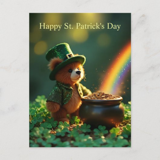 Cute St. Patrick’s Day Teddy Bear Briefkaart (Voorkant)