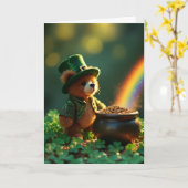 Cute St. Patrick’s Day Teddy Bear Kaart (Gele Bloem)
