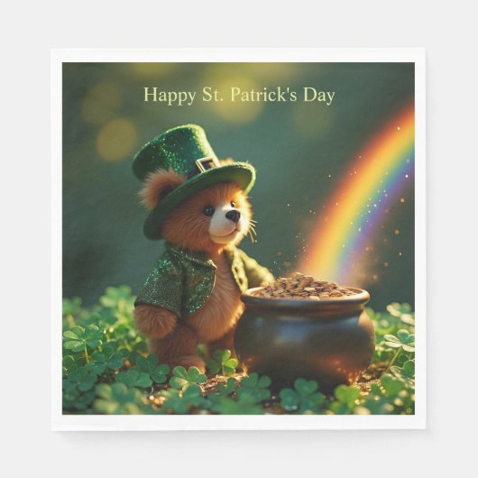 Cute St. Patrick’s Day Teddy Bear Servet (Voorkant)