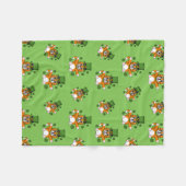 Cute St Patrick's Day Cat with Shamrocks Cartoon Fleece Deken (Voorkant (Horizontaal))