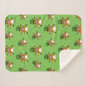 Cute St Patrick's Day Cat with Shamrocks Cartoon Sherpa Deken (Voorkant (horizontaal))