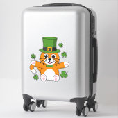 Cute St Patrick's Day Cat with Shamrocks Cartoon Sticker (Koffer)