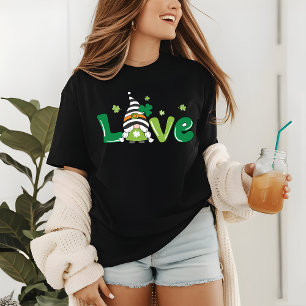 Cute St Patrick's Day Irish Green Love Girl Gnome Tri-Blend Shirt