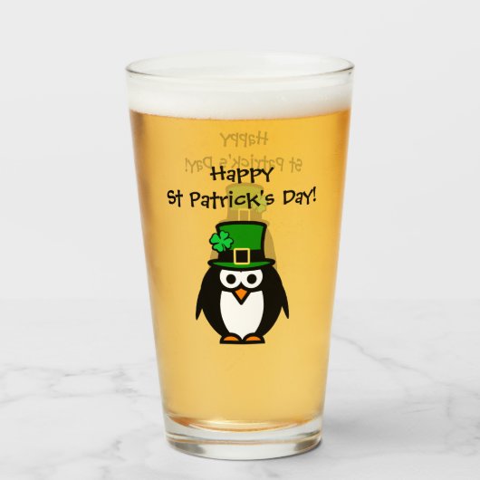 Cute St. Patricks Day-kabouter cartoon bierglas Glas (Voorkant gevuld)