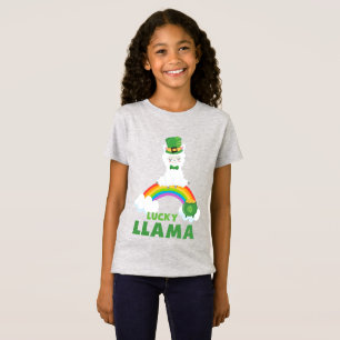 Cute St Patrick's Day Llama Rainbow Gold T-shirt