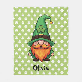 Cute St. Patrick's Day Lucky Leprechaun Gnome Fleece Deken