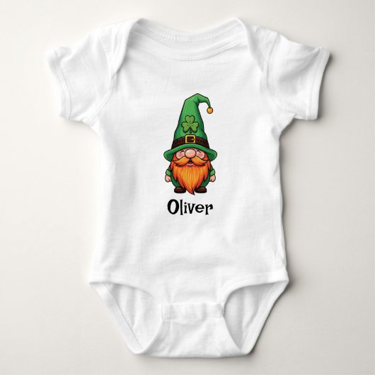Cute St. Patrick's Day Lucky Leprechaun Gnome  Romper (Voorkant)