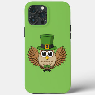 Cute St Patrick's Day Owl Cartoon iPhone 13 Pro Max Hoesje
