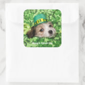 Cute St. Patrick's Day Puppy Vierkante Sticker (Tas)