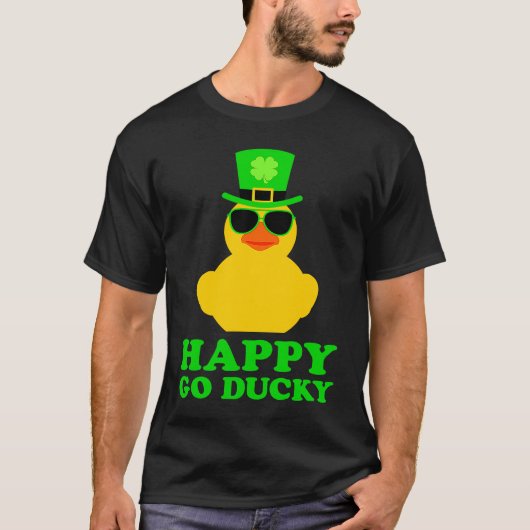 Cute St Patrick's Day Rubber Duck Sunglasses Hat F T-shirt (Voorkant)