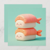 Cute Stacked 3D Clay Shrimp Nigiri Sushi Postcard (Voorkant / Achterkant)