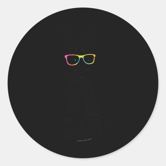 Cute Standing Hipster Bunny Tie Dye Glasses Rabbit Ronde Sticker (Voorkant)