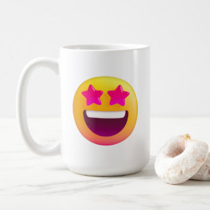 Cute Star Eyes Emoji - Sterren-Struck Enthousiaste Koffiemok